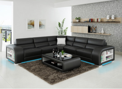 Leather sofa couch living landscape decor modern corner sectional design set